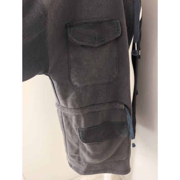 Pol faded oversized slouchy cozy loungewear hooded navy cardigan jacket - Picture 6 of 9